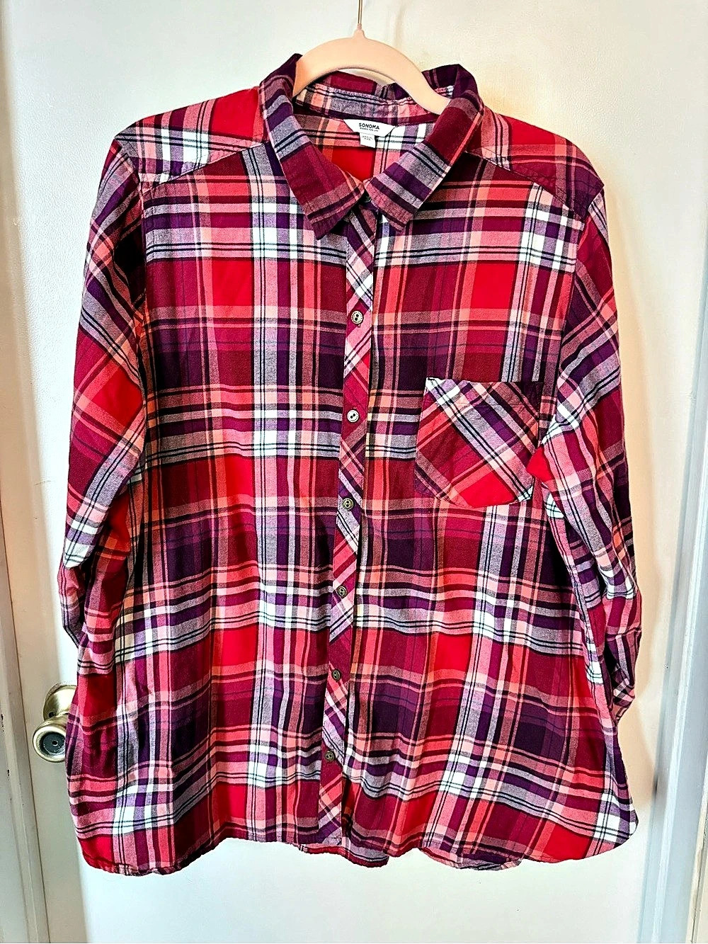 Sonoma Goods for Life Plaid Flannel Button-Down Shirt 2XL